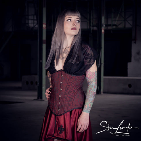 SiaLinda: Unterbrust Korsett Ruby, rot schwarz, Premiumkollektion, sexy - SiaLinda.com